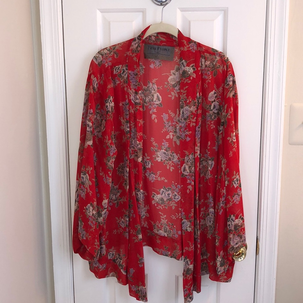 Free People red kimono top